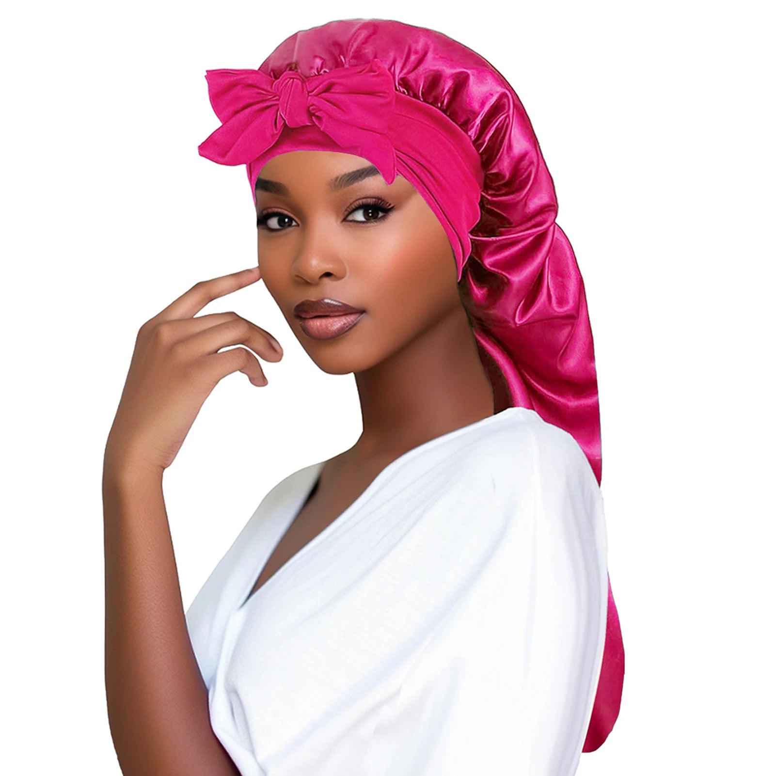 Extra Long Silk Satin Bonnet for Braids & Long Hair - Frizz Protection Sleep Cap