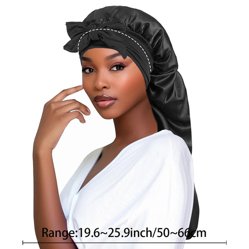 Extra Long Silk Satin Bonnet for Braids & Long Hair - Frizz Protection Sleep Cap